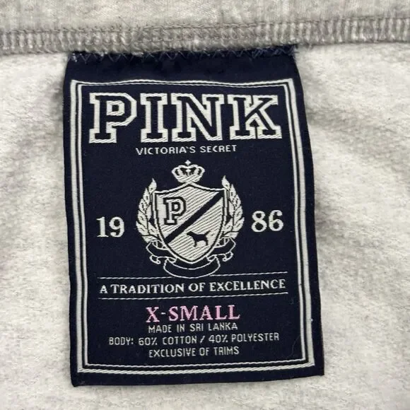 Vintage Victoria's Secret PINK Gray Wide Leg Heart and Peace Sign Sweatpants XS - Picture 8 of 12